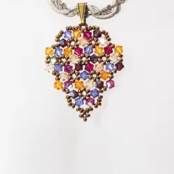 Pendant 30cm - Malvina Grapes-Khaki Braid - Pendant 30cm - Laiton bronze